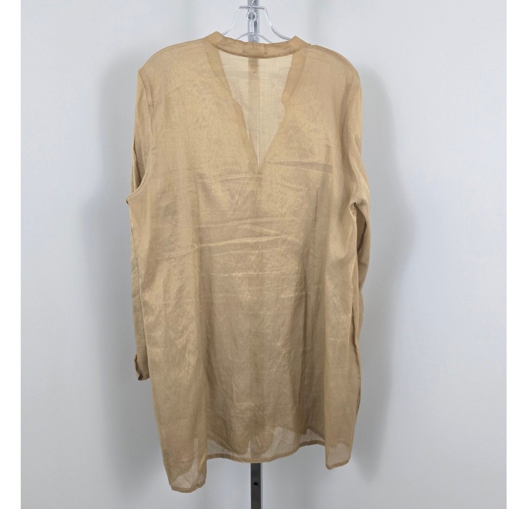 Eileen Fisher Silk Blend Button Front Top Light Brown XL - Picture 2 of 7